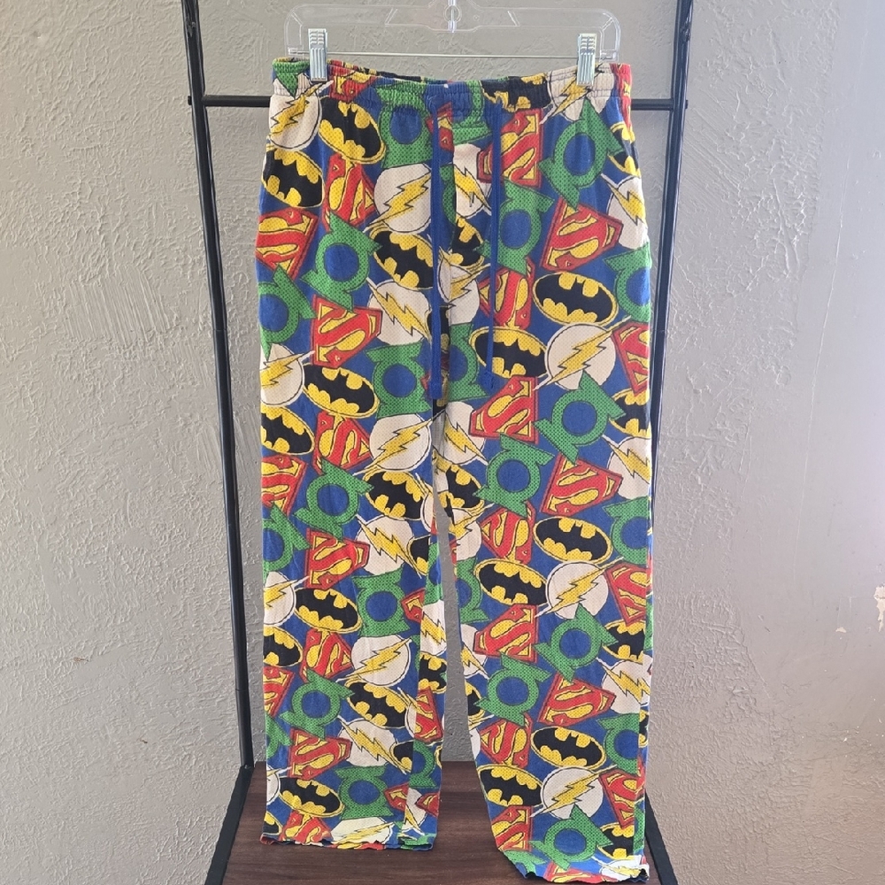 Mens Superhero Logo Justice League Cotton Pajama Pants - Multicolor